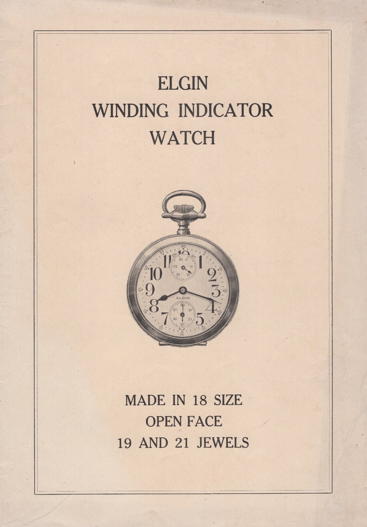Elgin Winding Indicator Watch Pamphlet Cover Image