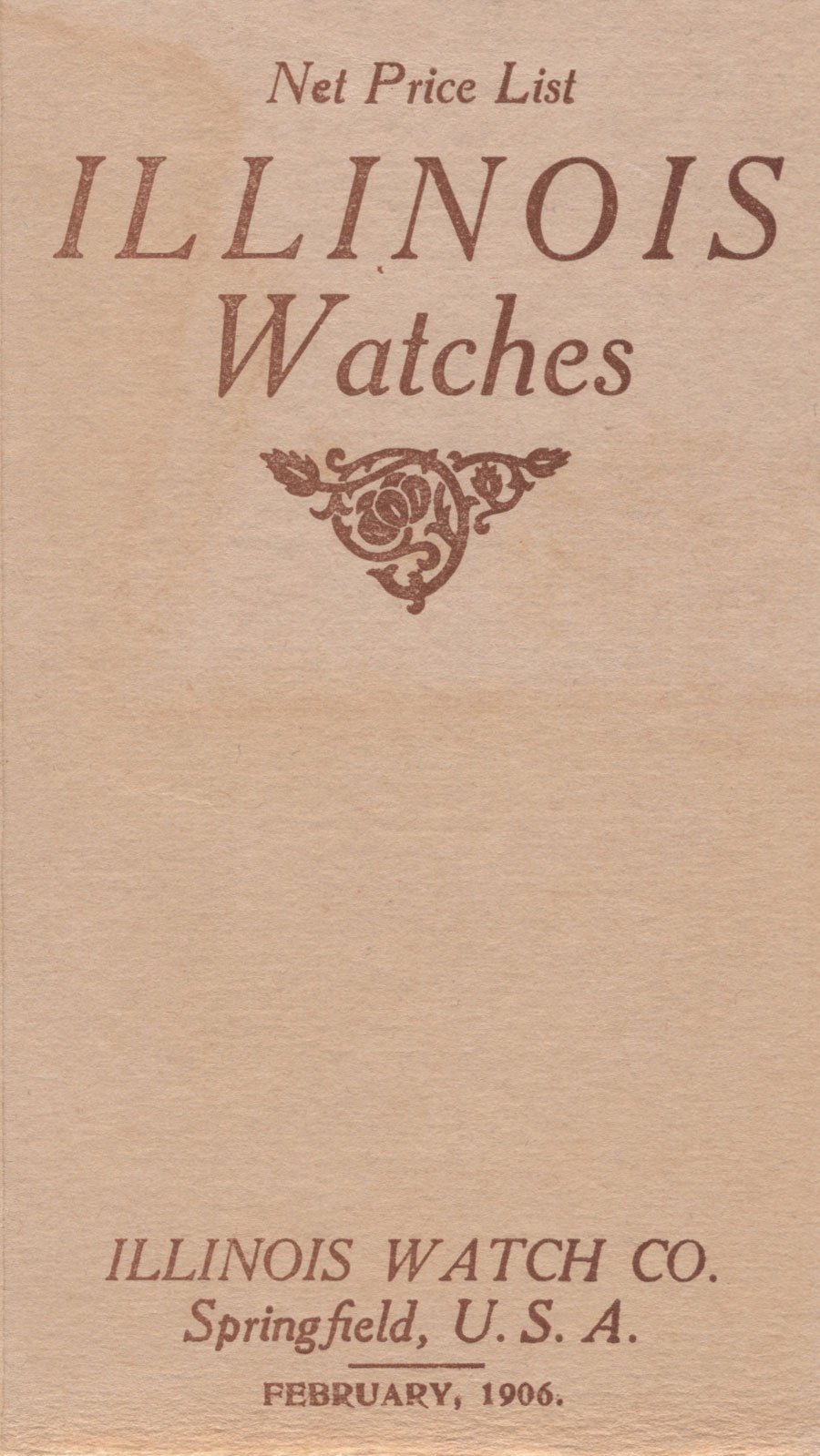 Net Price List Illinois Watches Catalog: February 1906 Cover Image