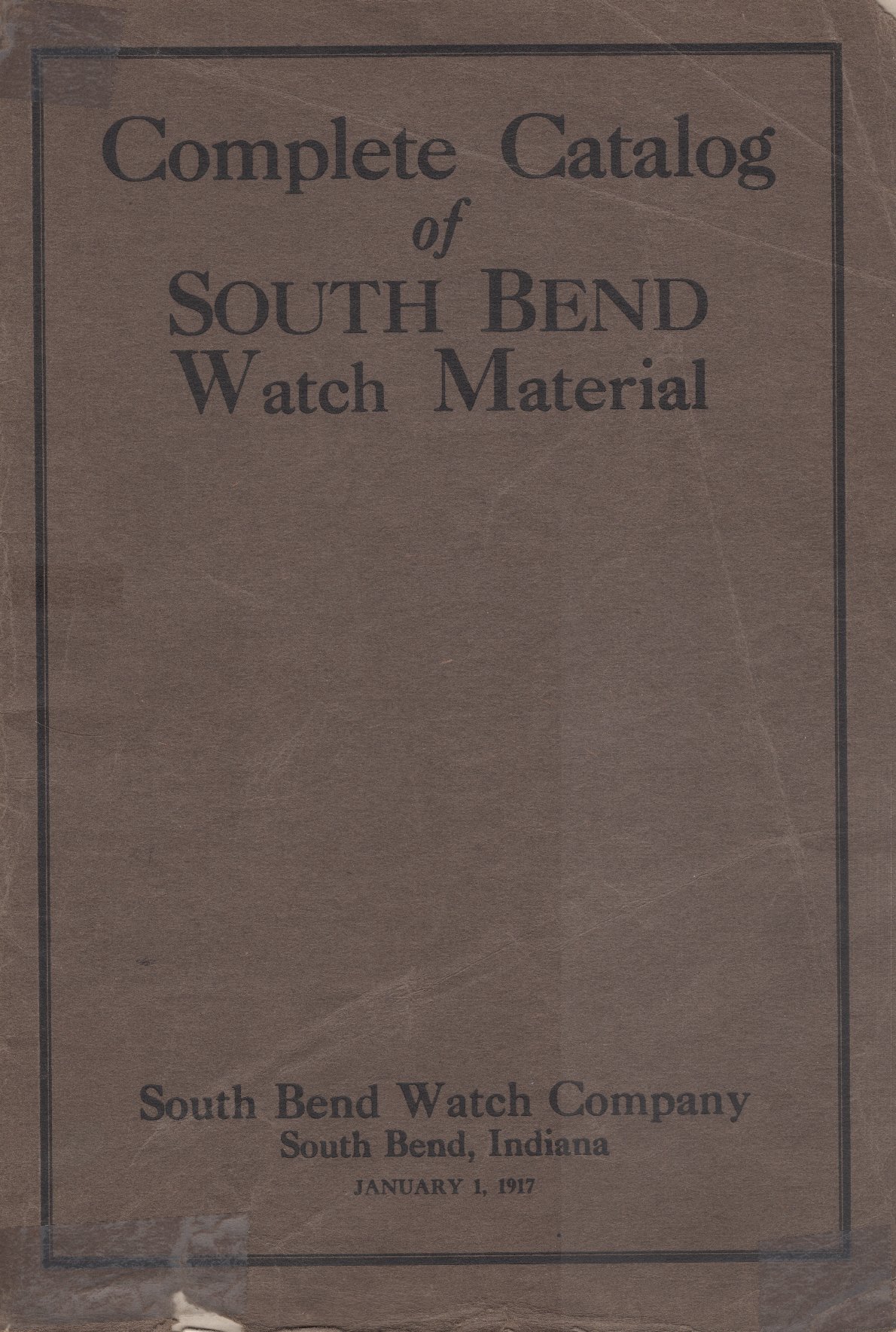 South Bend Watch Material Catalog (1917) Cover Image
